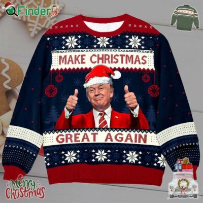Trump Maga Make Christmas Great Again 2024 Ugly Sweater Trump Won