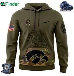 Iowa Hawkeyes Football Nike Camo 2024 Salute To Service Club Fleece Pullover Hoodie