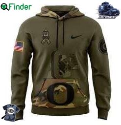 Mens Oregon Ducks Football Nike Camo 2024 Salute To Service Club Fleece Pullover Hoodie