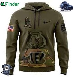 Mens Cincinnati Bengals Nike Camo 2024 Salute To Service Club Fleece Pullover Hoodie