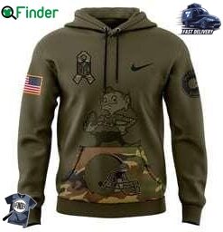 Mens Cleveland Browns Nike Camo 2024 Salute To Service Club Fleece Pullover Hoodie