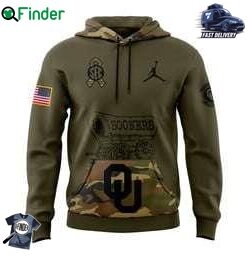Oklahoma Sooners Football Nike Camo 2024 Salute To Service Club Fleece Pullover Hoodie