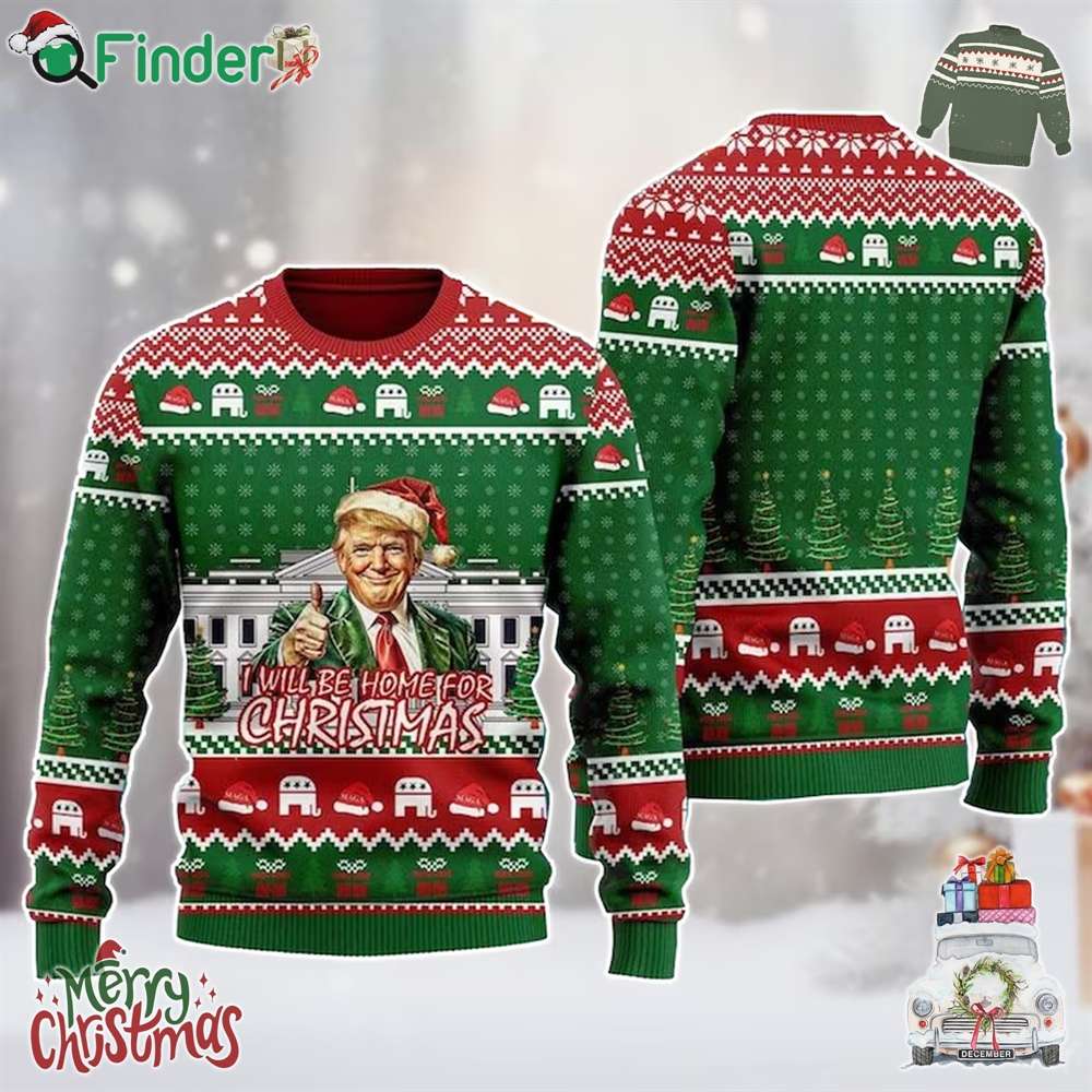 Donald Trump Ugly Christmas Sweater I'll Be Home For Christmas Ugly Sweater Humorous Trump 45 47 Supporter 2024 Ugly Donald Trump Ugly Christmas Sweater I'll Be Home For Christmas Ugly Sweater Humorous Trump 45 47 Supporter 2024 Ugly