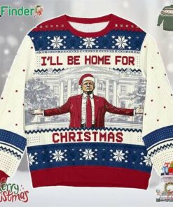 Donald Trump Ugly Christmas Sweater I'll Be Home For Christmas Ugly Sweater Humorous Trump Supporter Sweater 2024