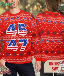 Trump 45 47 Ugly Christmas Sweater Trump President Xmas Sweatshirt Christmas Gift For Patriots 2024 Republican Merch