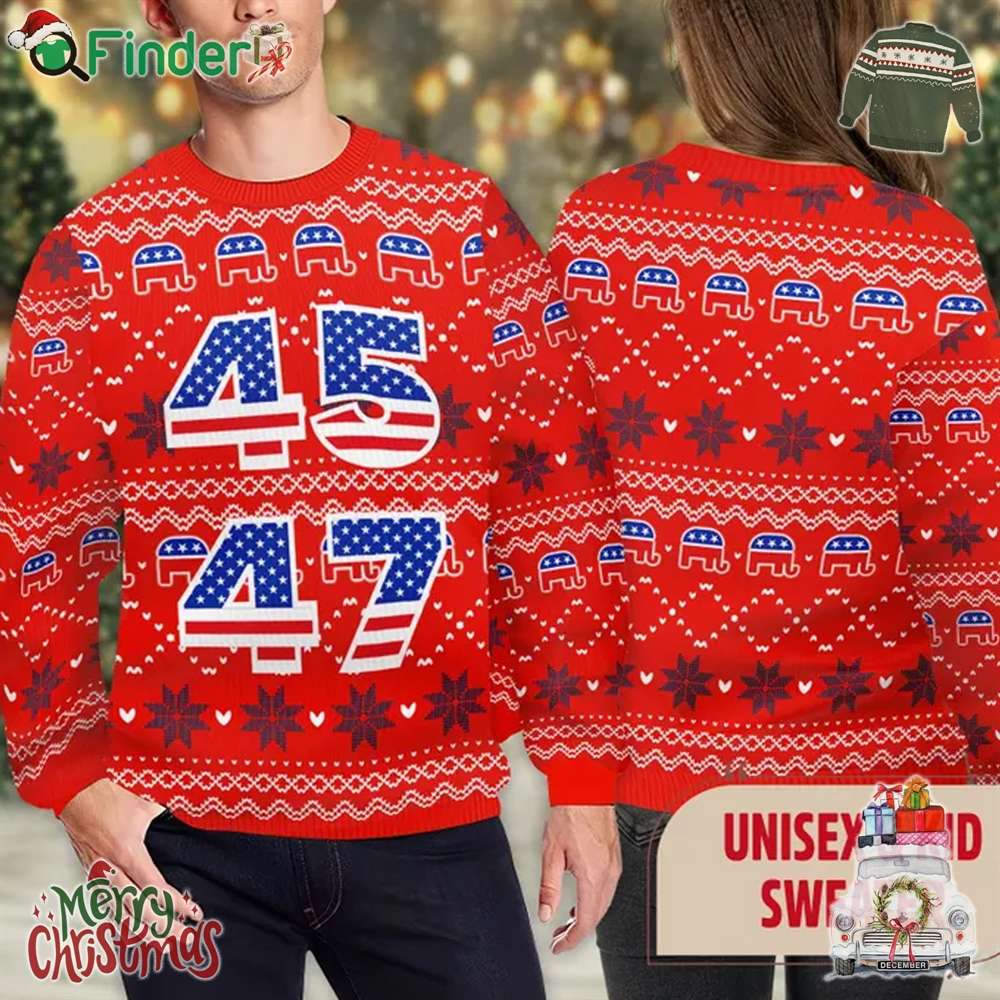 Trump 45 47 Ugly Christmas Sweater Trump President Xmas Sweatshirt Christmas Gift For Patriots 2024 Republican Merch Trump 45 47 Ugly Christmas Sweater Trump President Xmas Sweatshirt Christmas Gift For Patriots 2024 Republican Merch