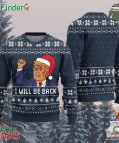 Santa Trump I Will Be Back Christmas Ugly Sweater