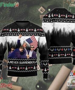 Funny Trump Ugly Christmas Sweater Never Surrender Trump Christmas Sweater