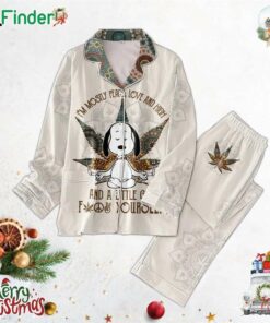 Snoopy Im Mostly Peace Love And High And A Little Go F Yourself Polyester Pajamas Set