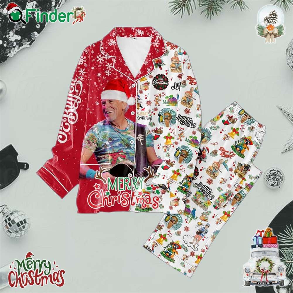 Jimmy Buffett Merry Christmas And Happy New Year 2025 Polyester Pajamas Set Jimmy Buffett Merry Christmas And Happy New Year 2025 Polyester Pajamas Set