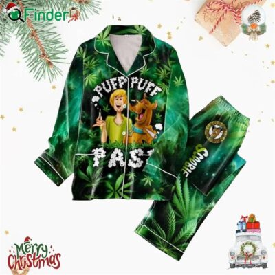 Scooby-doo Puff Puff Pass Cannabis Polyester Pajamas Set