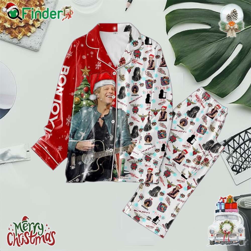 Bon Jovi Cowboys Christmas Polyester Pajamas Set Bon Jovi Cowboys Christmas Polyester Pajamas Set