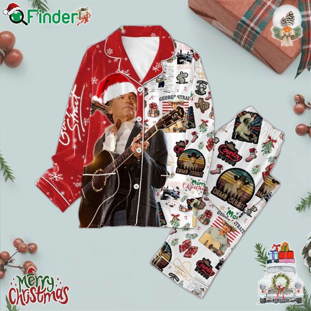 George Strait Merry Christmas And Happy New Year 2025 Polyester Pajamas Set George Strait Merry Christmas And Happy New Year 2025 Polyester Pajamas Set
