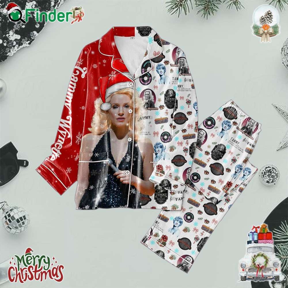 Tammy Wynette Can You Pull Over To The Side Christmas Polyester Pajamas Set Tammy Wynette Can You Pull Over To The Side Christmas Polyester Pajamas Set