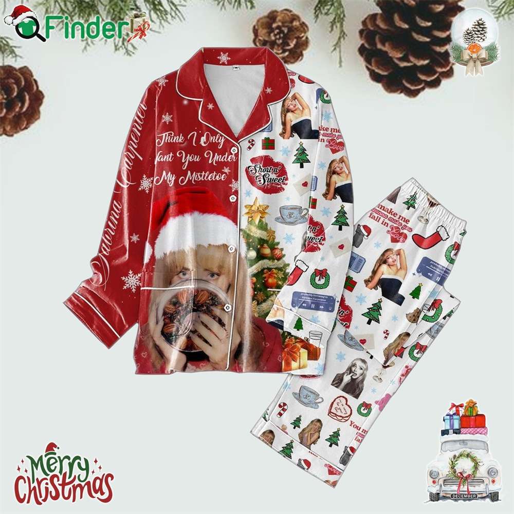 Sabrina Carpenter Think I Only Want You Under My Mistletoe Polyester Pajamas Set Sabrina Carpenter Think I Only Want You Under My Mistletoe Polyester Pajamas Set