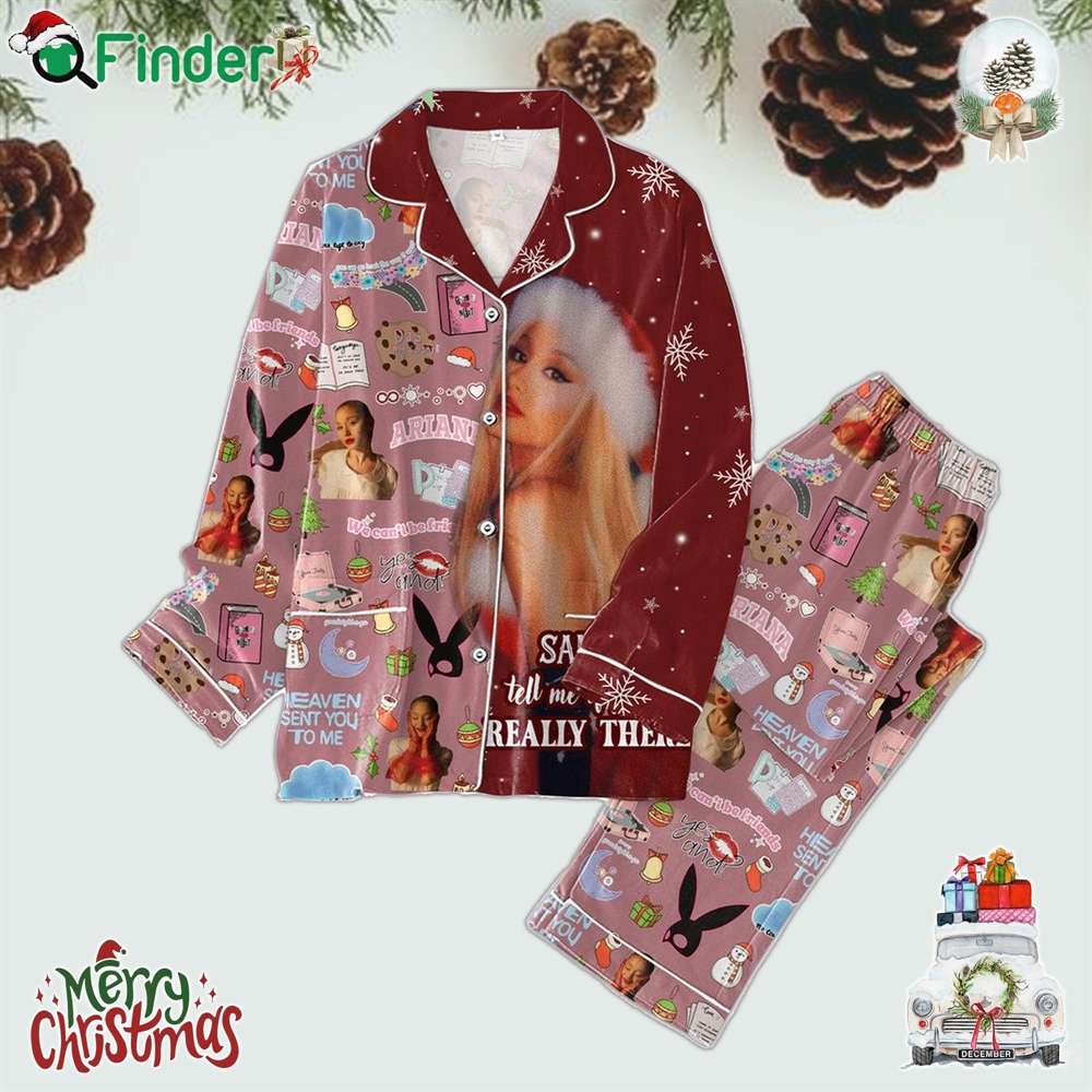 Ariana Grande Santa Tell Me If Youre Really There Merry Christmas Polyester Pajamas Set Ariana Grande Santa Tell Me If Youre Really There Merry Christmas Polyester Pajamas Set