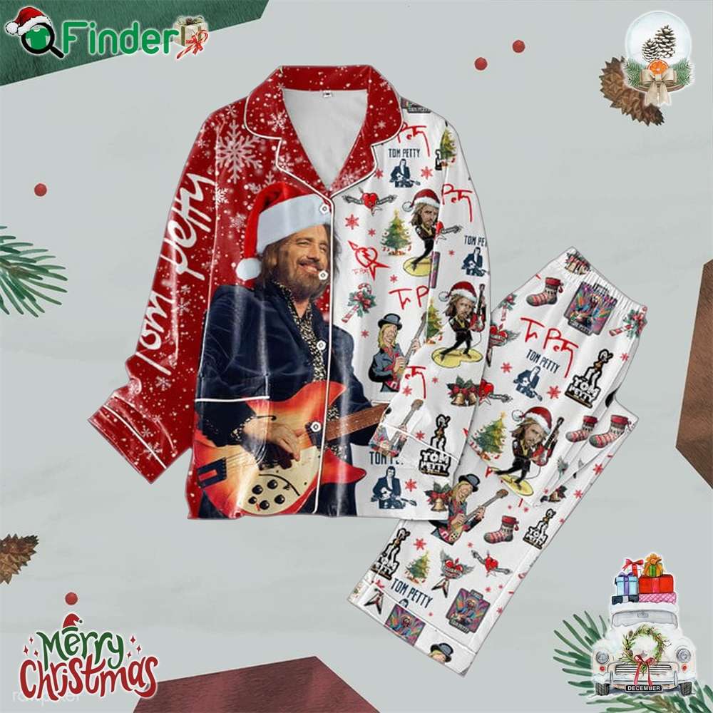 Tom Petty Merry Christmas And Happy New Year 2025 Polyester Pajamas Set Tom Petty Merry Christmas And Happy New Year 2025 Polyester Pajamas Set