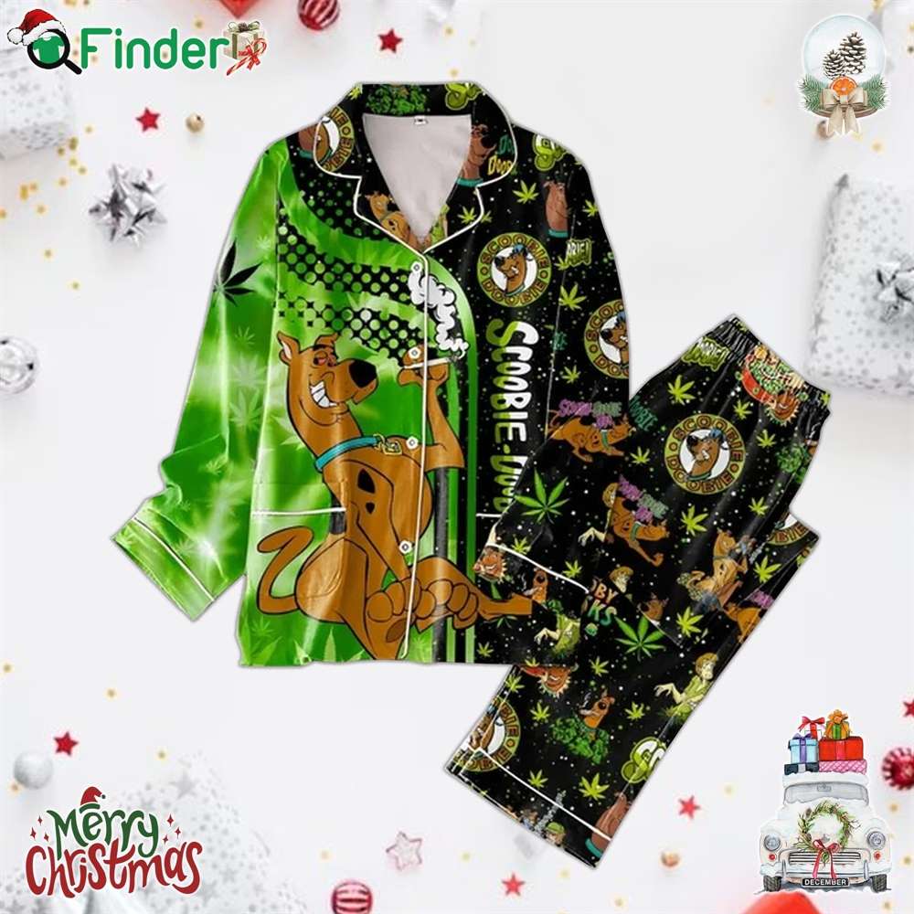 Scooby doo Neon Galaxy Of Cannabis Polyester Pajamas Set Scooby-doo Neon Galaxy Of Cannabis Polyester Pajamas Set