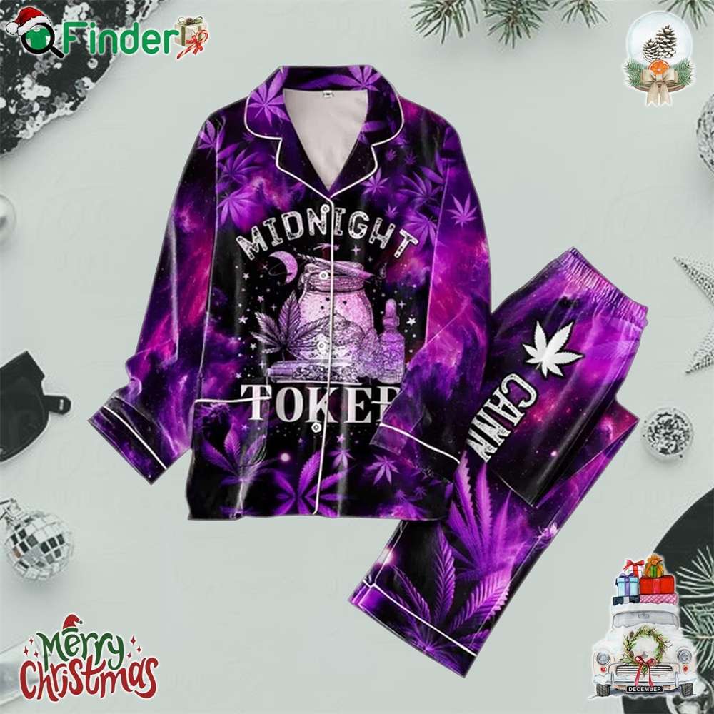 Steven Millers Purple Cannabis Midnight Toker Polyester Pajamas Set Steven Millers Purple Cannabis Midnight Toker Polyester Pajamas Set