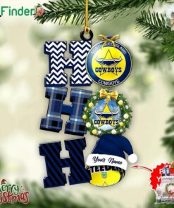 Personalized North Queensland Cowboys Ho Ho Ho Custom Shape 1-sided Acrylic Ornament