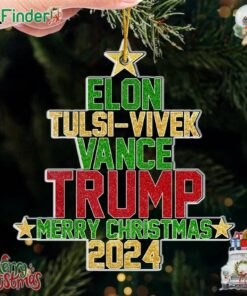 Elon Tulsi-vivek Vance Trump Merry Christmas 2024 Ornament The Path To Progress Starts Here