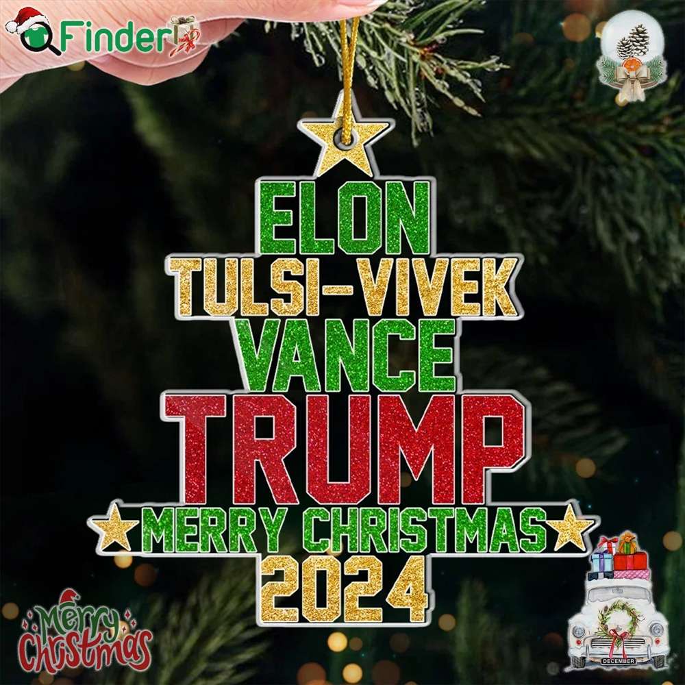 Elon Tulsi vivek Vance Trump Merry Christmas 2024 Ornament The Path To Progress Starts Here Elon Tulsi-vivek Vance Trump Merry Christmas 2024 Ornament The Path To Progress Starts Here