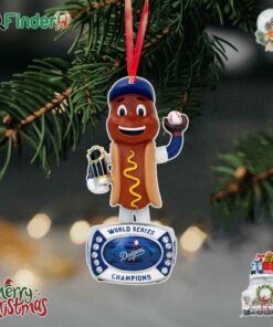 Dodger Dog Los Angeles Dodgers 2024 World Series Champions Mascot Ring Base Mini Bighead Ornament
