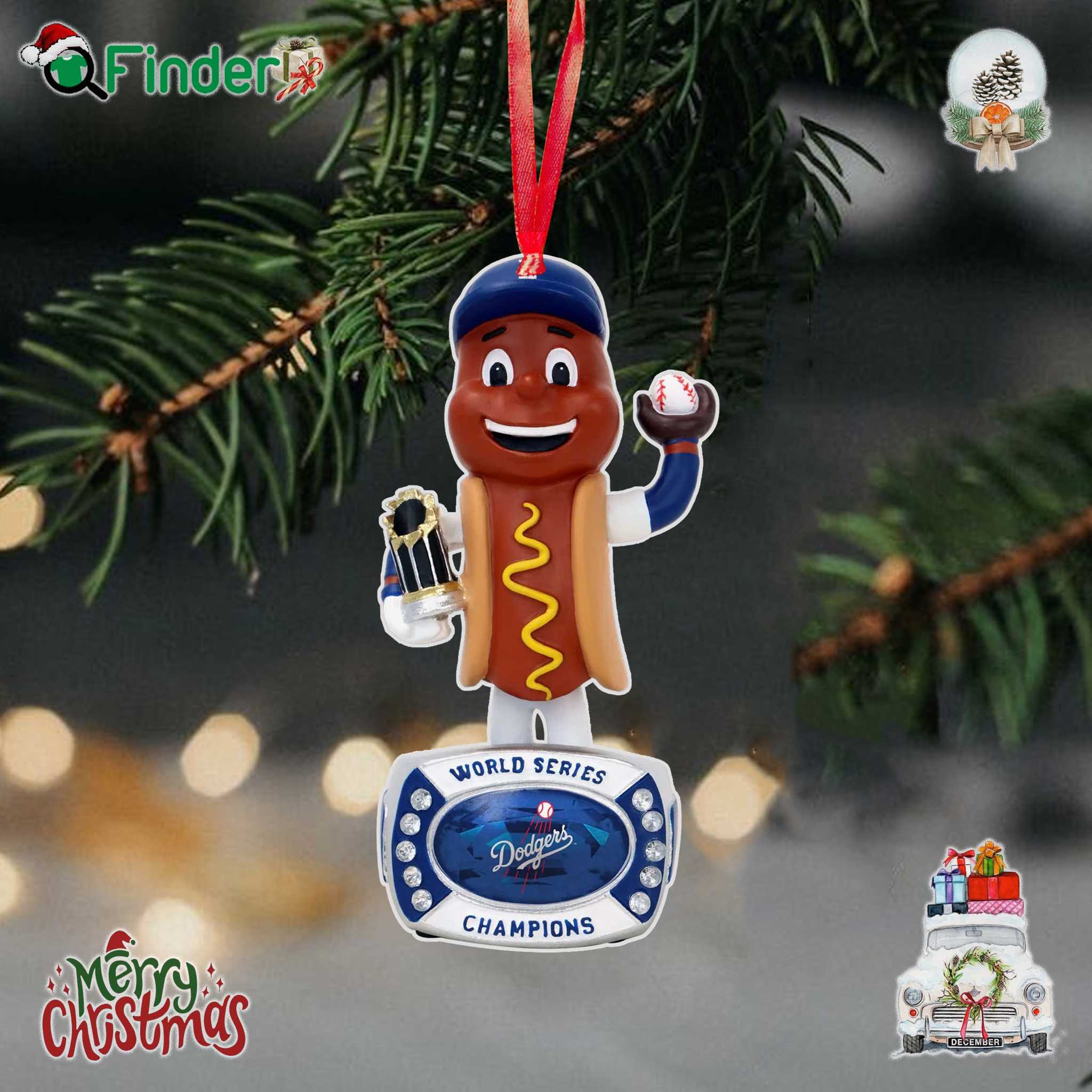 Dodger Dog Los Angeles Dodgers 2024 World Series Champions Mascot Ring Base Mini Bighead Ornament Dodger Dog Los Angeles Dodgers 2024 World Series Champions Mascot Ring Base Mini Bighead Ornament