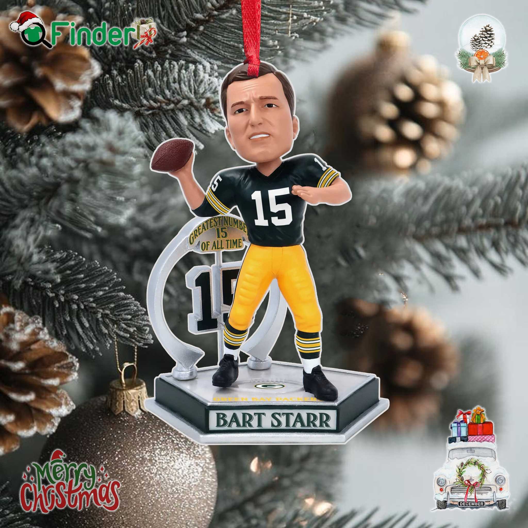 Bart Starr Green Bay Packers Legendary Number 15 Ornament Bart Starr Green Bay Packers Legendary Number 15 Ornament
