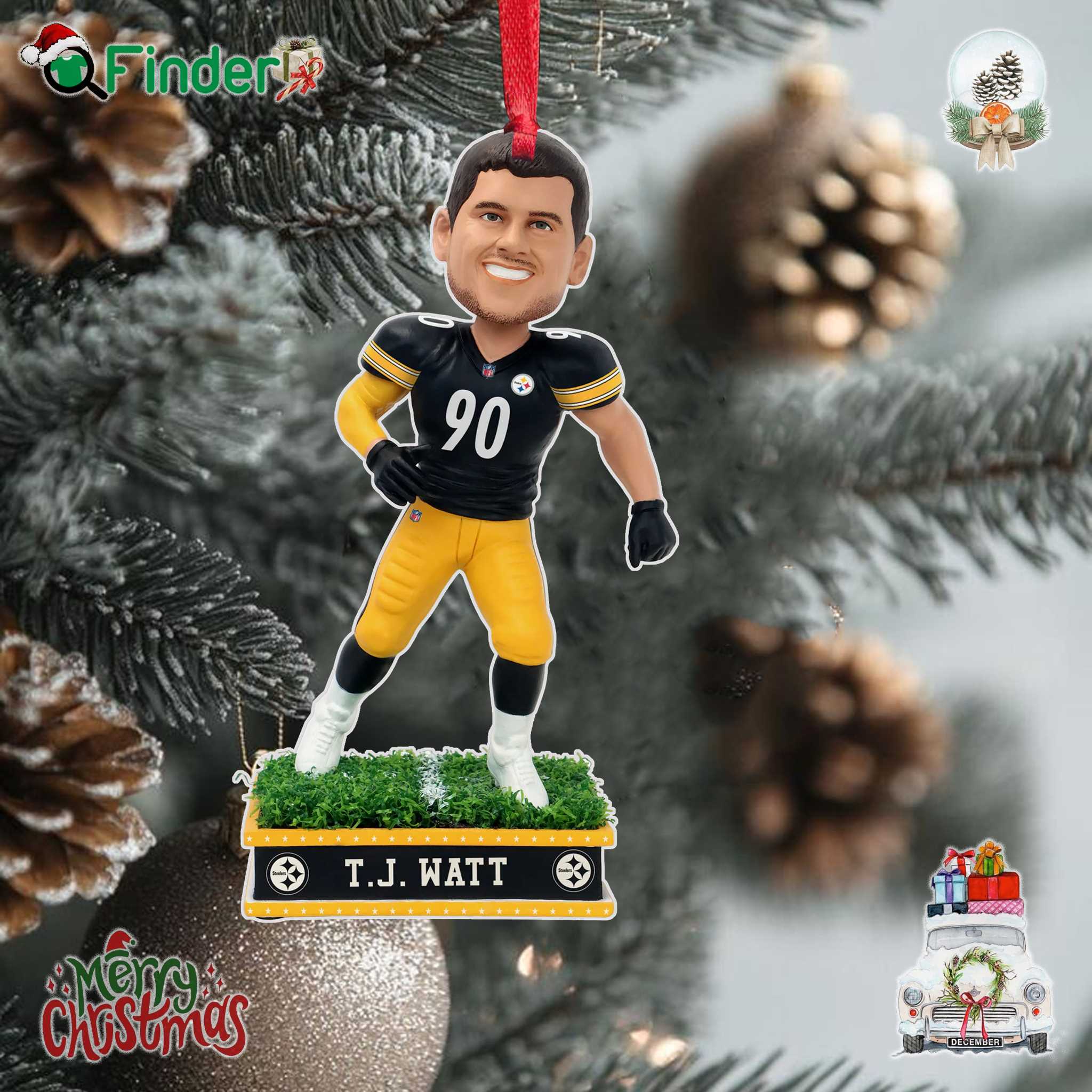 Tj Watt Pittsburgh Steelers Field Star Ornament Tj Watt Pittsburgh Steelers Field Star Ornament