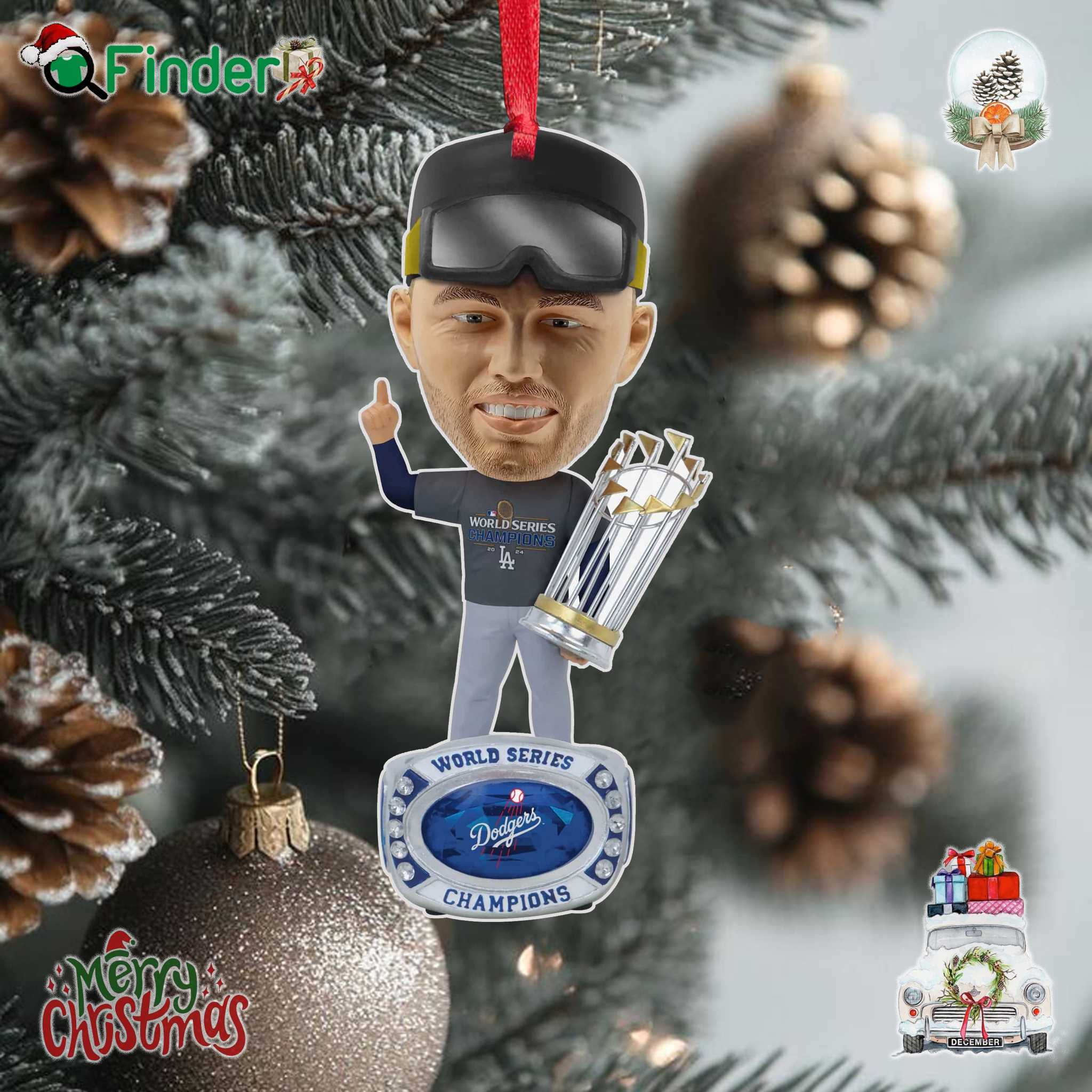 Freddie Freeman Los Angeles Dodgers 2024 World Series Champions Locker Room Outfit Ring Base Bighead Ornament Freddie Freeman Los Angeles Dodgers 2024 World Series Champions Locker Room Outfit Ring Base Bighead Ornament
