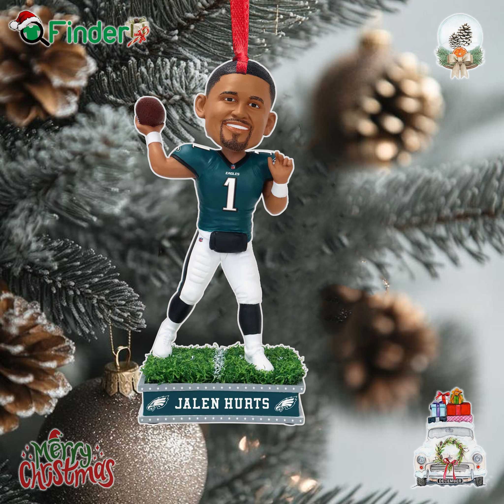 Jalen Hurts Philadelphia Eagles Field Star Ornament Jalen Hurts Philadelphia Eagles Field Star Ornament