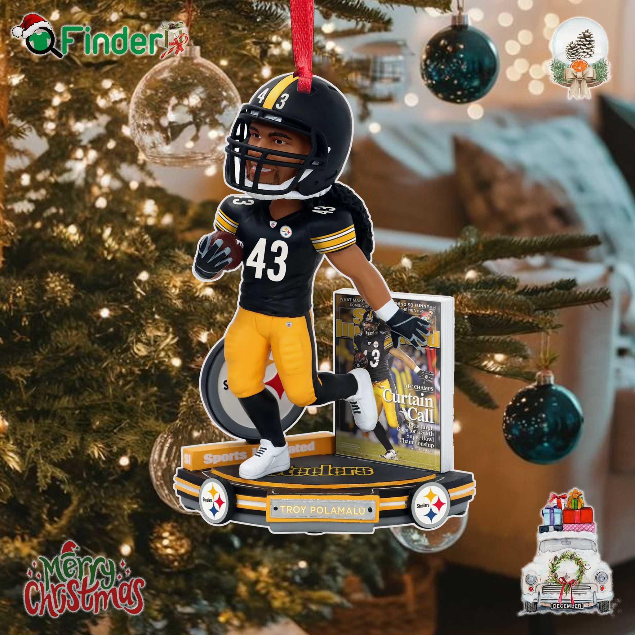 Troy Polamalu Pittsburgh Steelers Curtain Call Sports Illustrated Cover Ornament Troy Polamalu Pittsburgh Steelers Curtain Call Sports Illustrated Cover Ornament