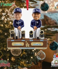 Tommy Lasorda And Dave Roberts Los Angeles Dodgers 2x World Series Champions Then And Now Ornament