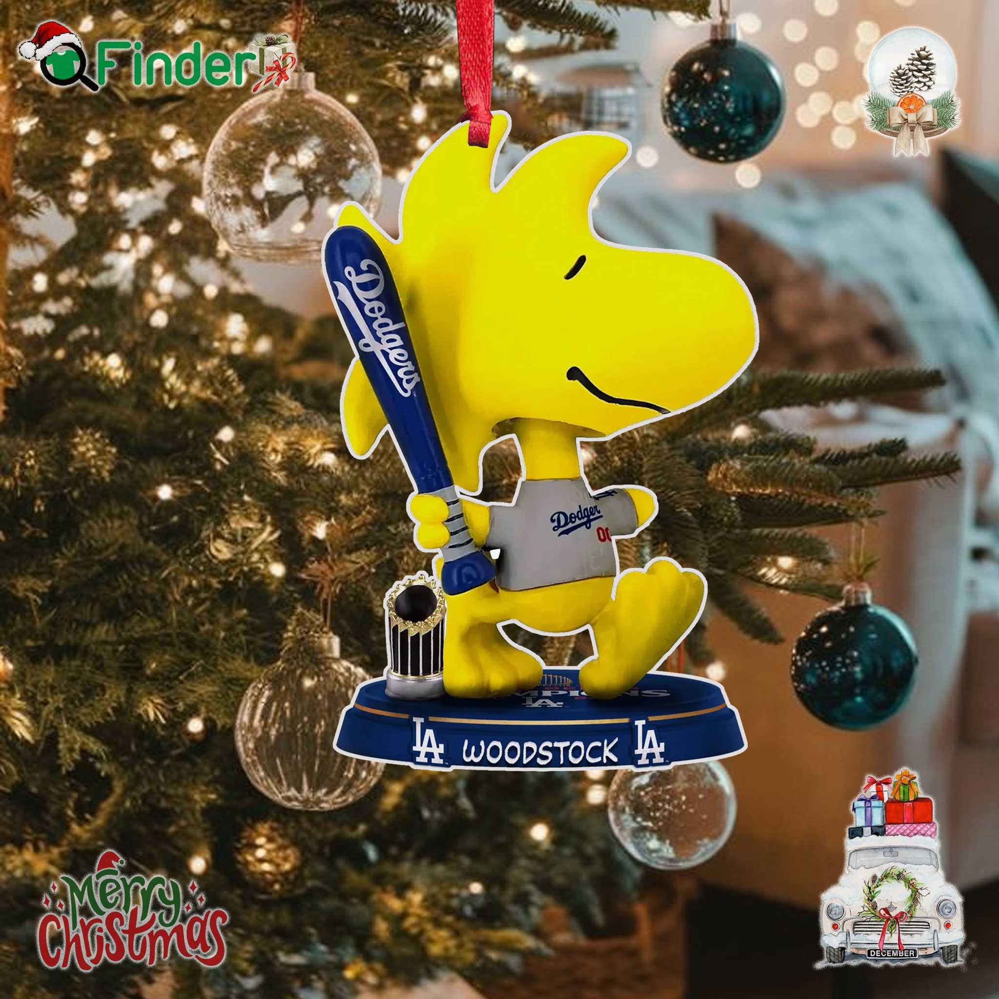 Los Angeles Dodgers Woodstock Peanuts 2024 World Series Champions Mini Bighead Ornament Los Angeles Dodgers Woodstock Peanuts 2024 World Series Champions Mini Bighead Ornament