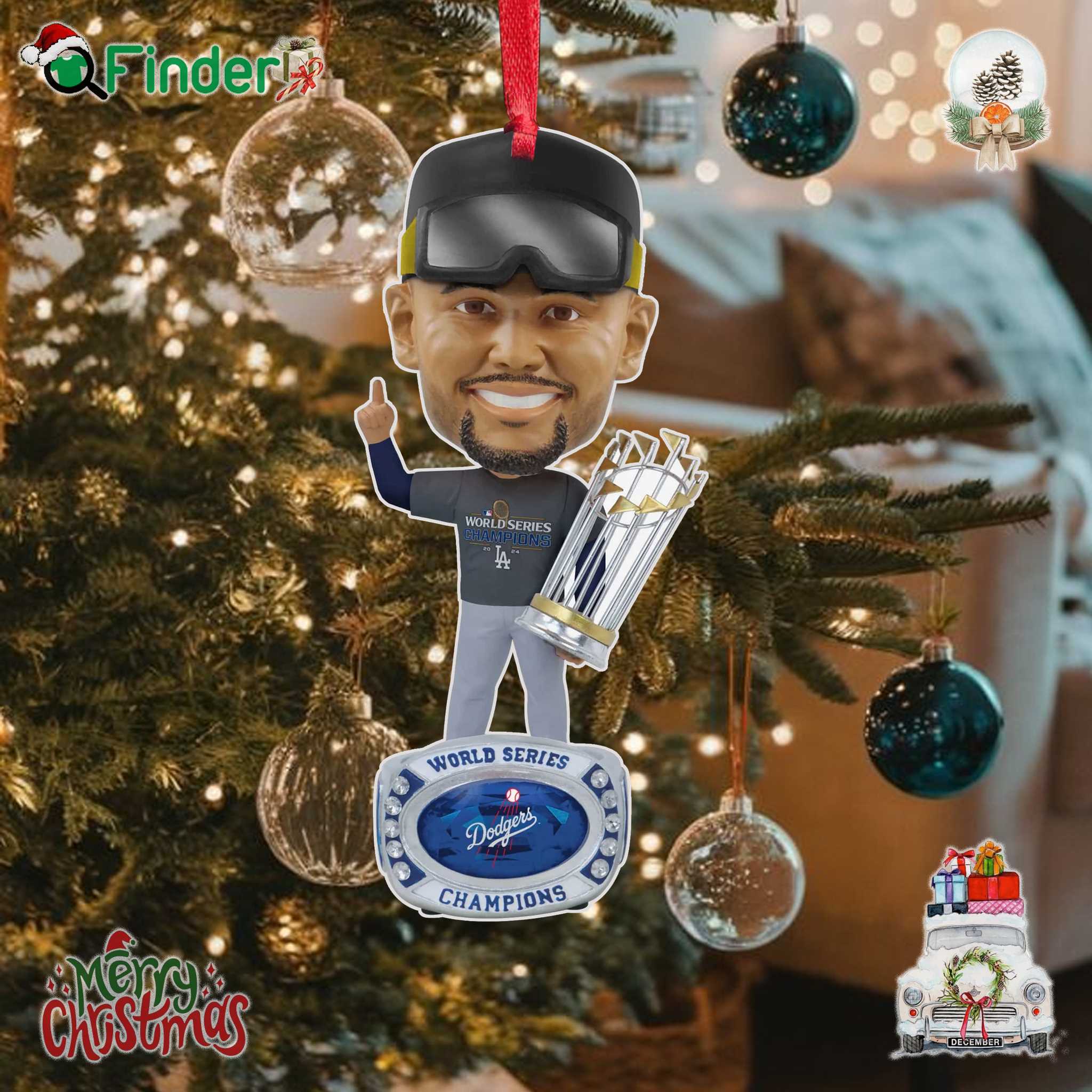 Mookie Betts Los Angeles Dodgers 2024 World Series Champions Locker Room Outfit Ring Base Bighead Ornament Mookie Betts Los Angeles Dodgers 2024 World Series Champions Locker Room Outfit Ring Base Bighead Ornament