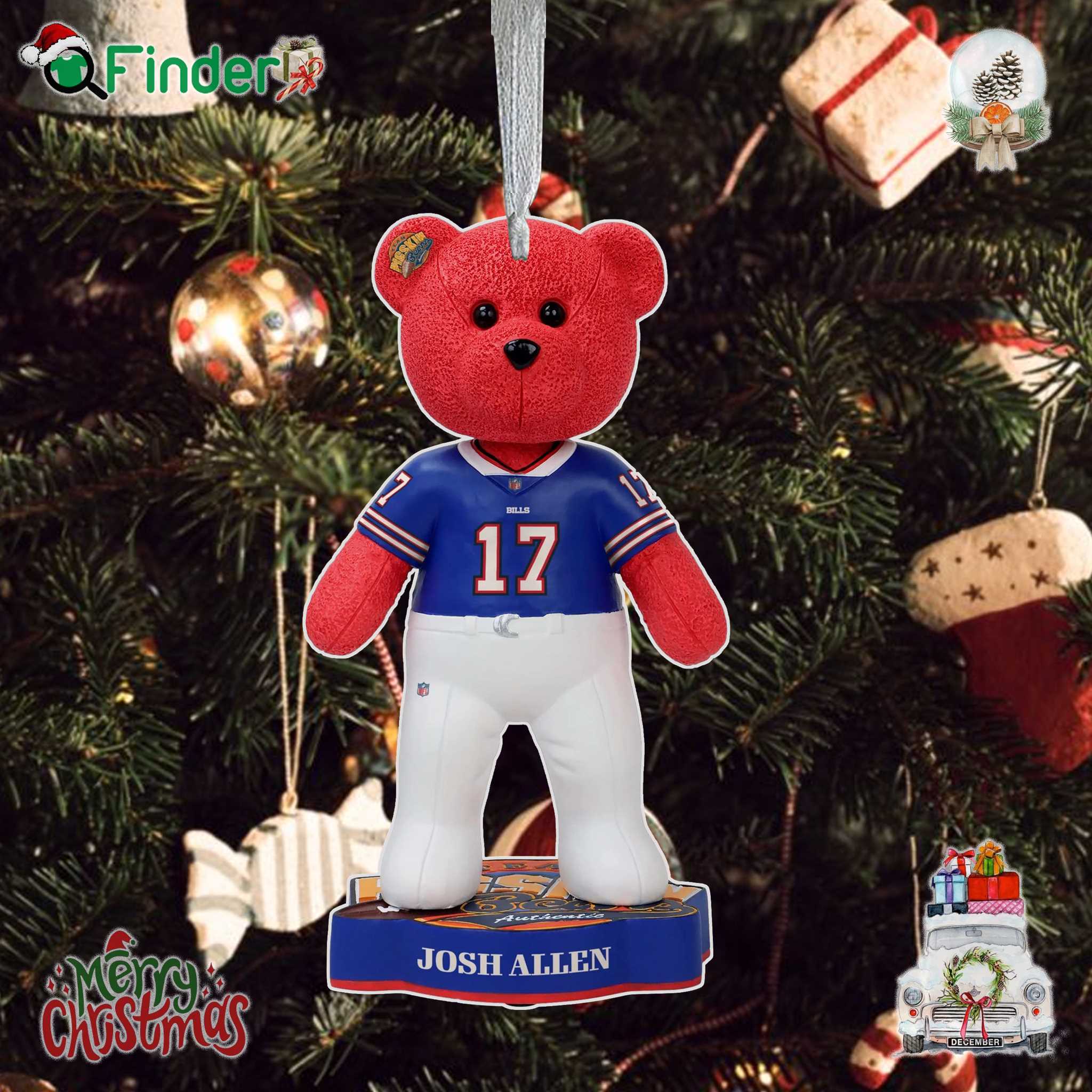 Josh Allen Buffalo Bills Team Beans Player Bear Ornament Josh Allen Buffalo Bills Team Beans Player Bear Ornament