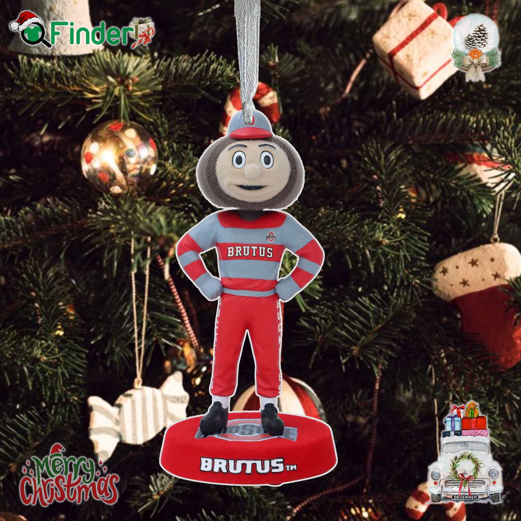 Brutus Buckeye Ohio State Buckeyes Fuzzy Fur Mascot Ornament Brutus Buckeye Ohio State Buckeyes Fuzzy Fur Mascot Ornament