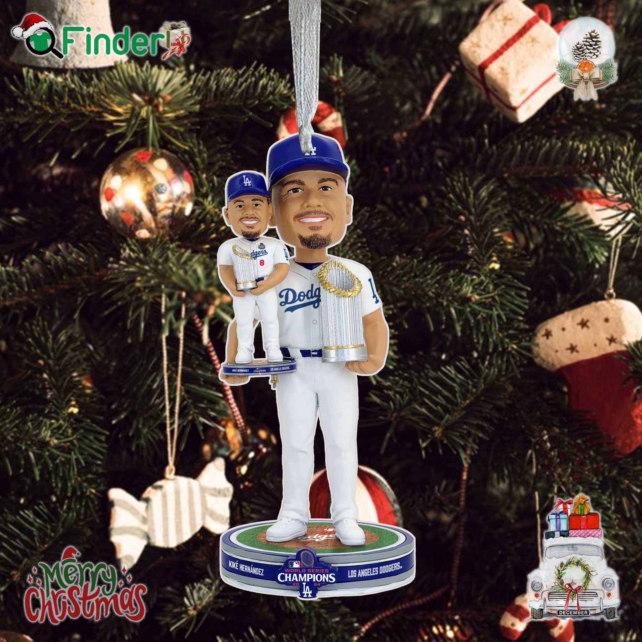 Kike Hernandez Los Angeles Dodgers 2024 World Series Champions Bobble Dubblz Ornament Kike Hernandez Los Angeles Dodgers 2024 World Series Champions Bobble Dubblz Ornament