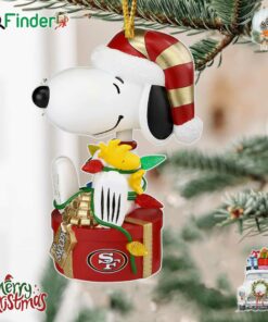 San Francisco 49ers Snoopy And Woodstock Peanuts Christmas Ornament