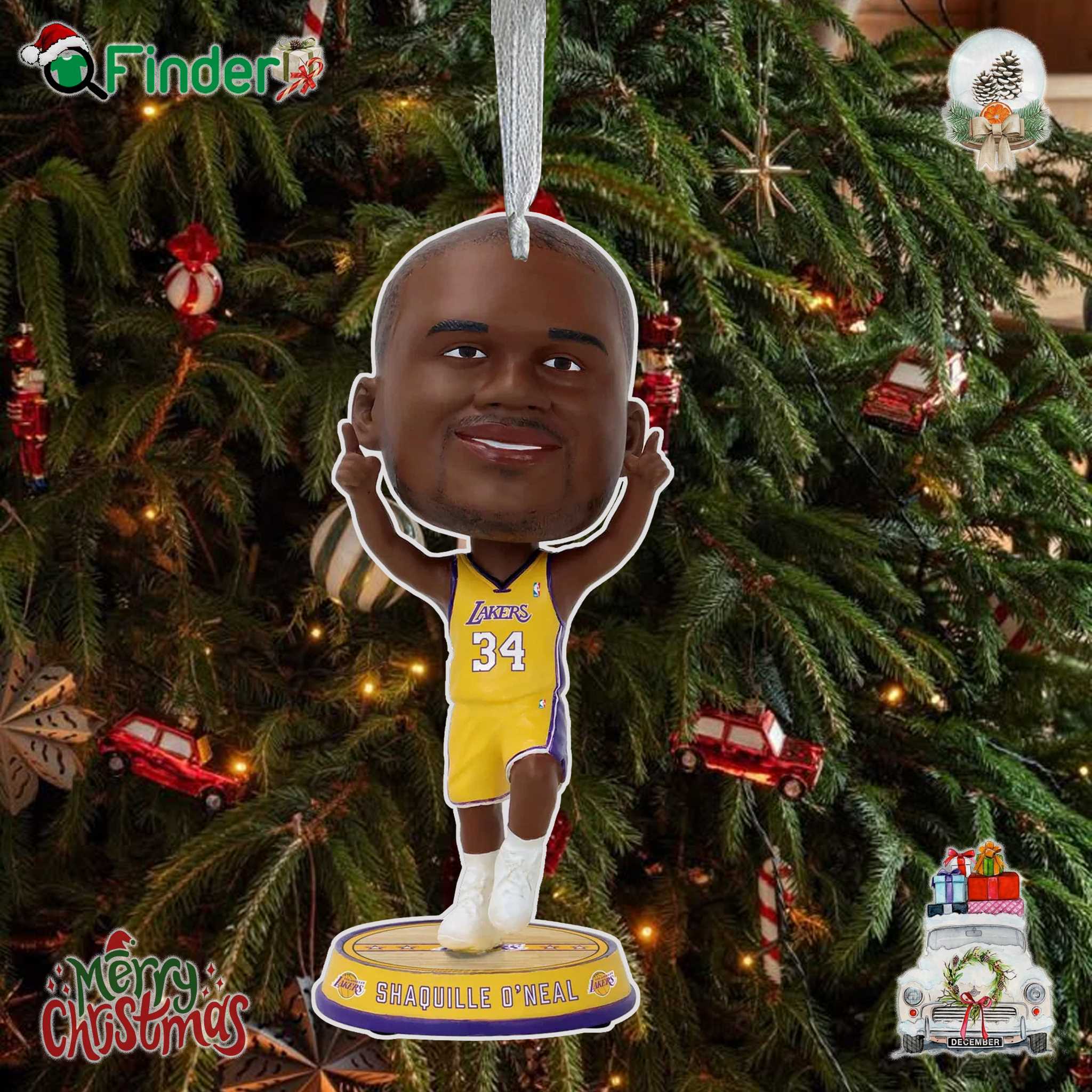 Shaquille O'neal Los Angeles Lakers Court Stripe Mini Bighead Ornament Shaquille O'neal Los Angeles Lakers Court Stripe Mini Bighead Ornament