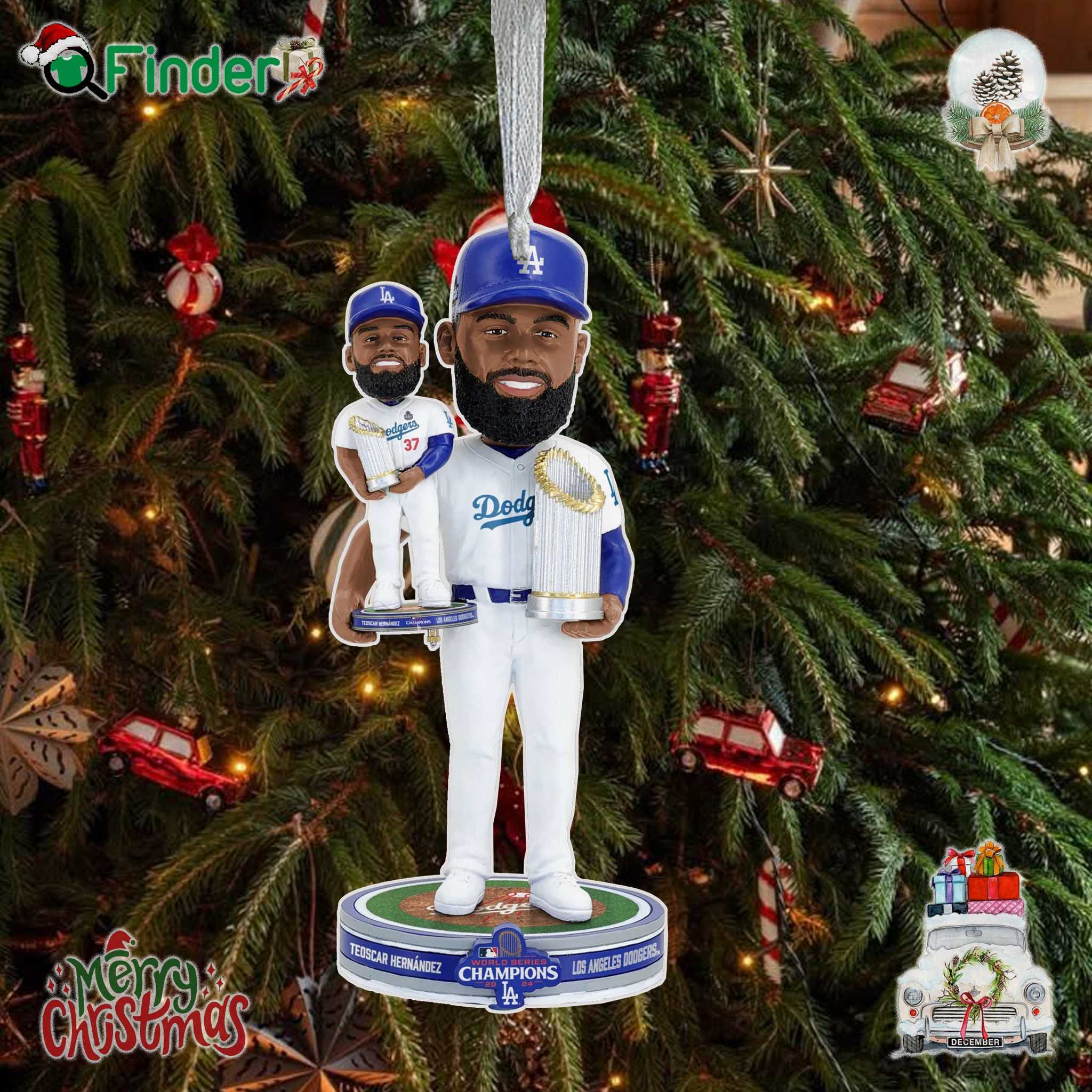 Teoscar Hernandez Los Angeles Dodgers 2024 World Series Champions Bobble Dubblz Ornament Teoscar Hernandez Los Angeles Dodgers 2024 World Series Champions Bobble Dubblz Ornament