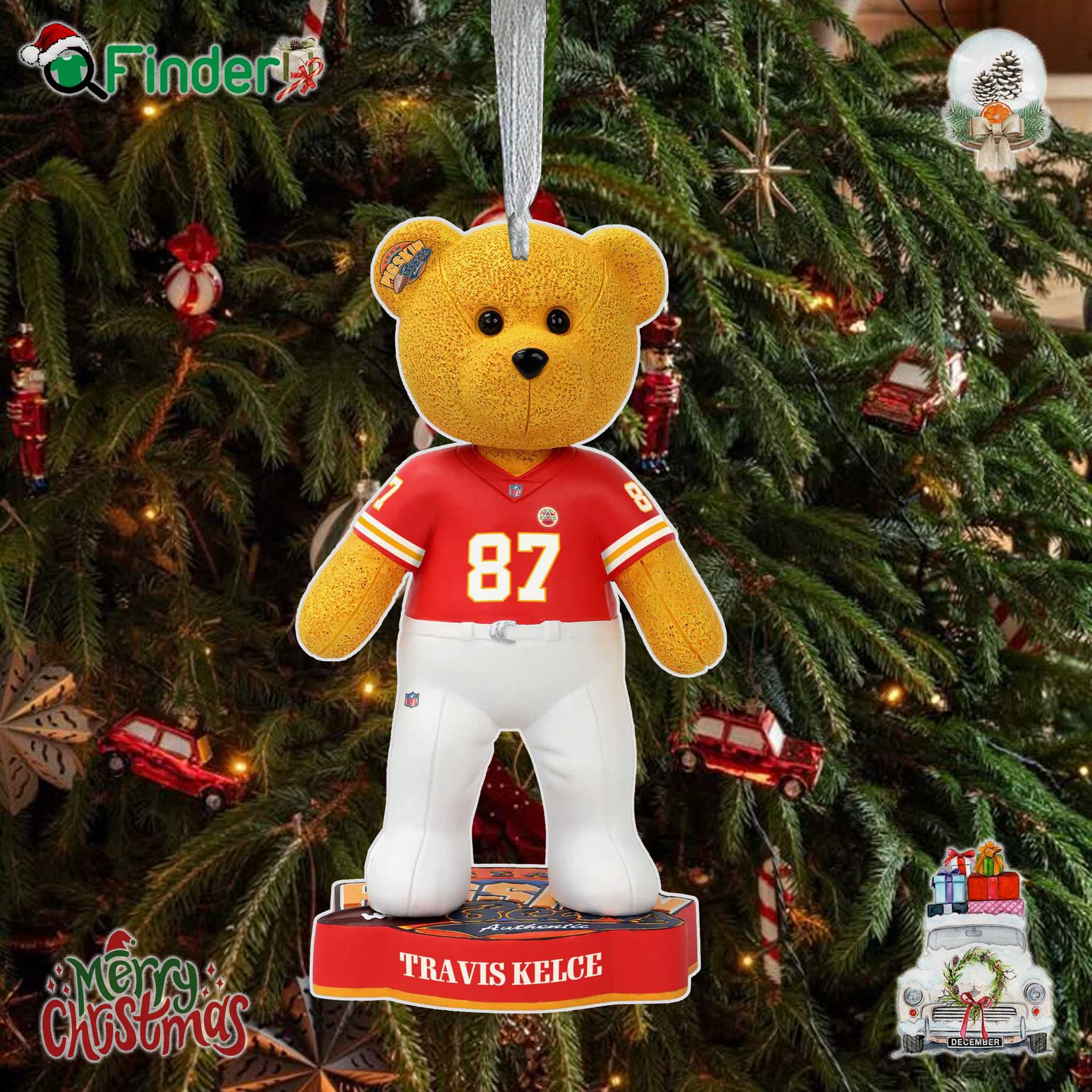 Travis Kelce Kansas City Chiefs Team Beans Player Bear Ornament Travis Kelce Kansas City Chiefs Team Beans Player Bear Ornament