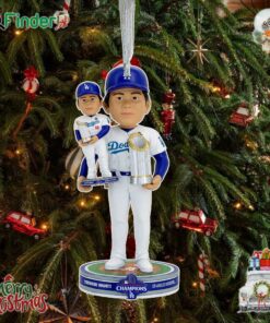Yoshinobu Yamamoto Los Angeles Dodgers 2024 World Series Champions Bobble Dubblz Ornament