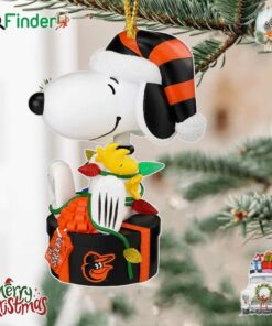 Baltimore Orioles Snoopy And Woodstock Peanuts Christmas Ornament