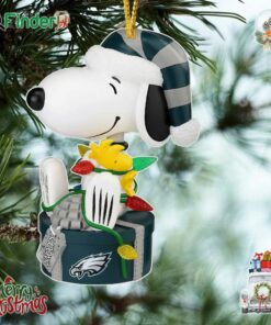 Philadelphia Eagles Snoopy And Woodstock Peanuts Christmas Ornament