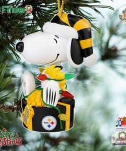 Pittsburgh Steelers Snoopy And Woodstock Peanuts Christmas Ornament