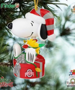 Ohio State Buckeyes Snoopy And Woodstock Peanuts Christmas Ornament