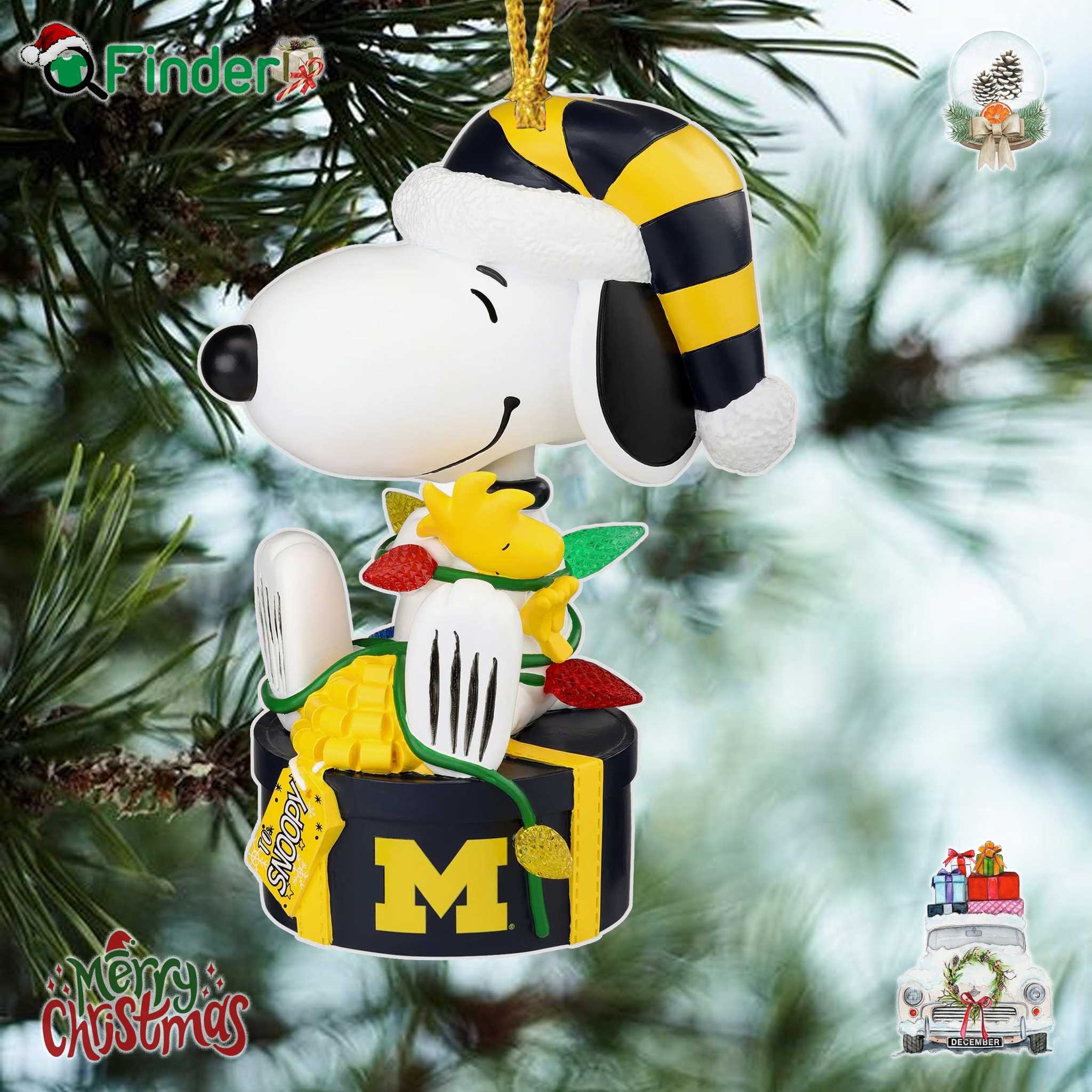 Michigan Wolverines Snoopy And Woodstock Peanuts Christmas Ornament Michigan Wolverines Snoopy And Woodstock Peanuts Christmas Ornament