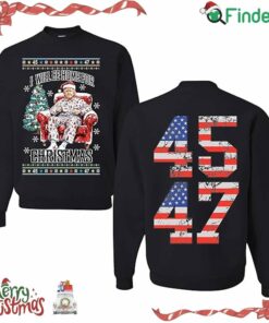 45 47 I Will Be Home For Christmas Trump 47th President Ugly Christmas Crewneck Sweatshirt